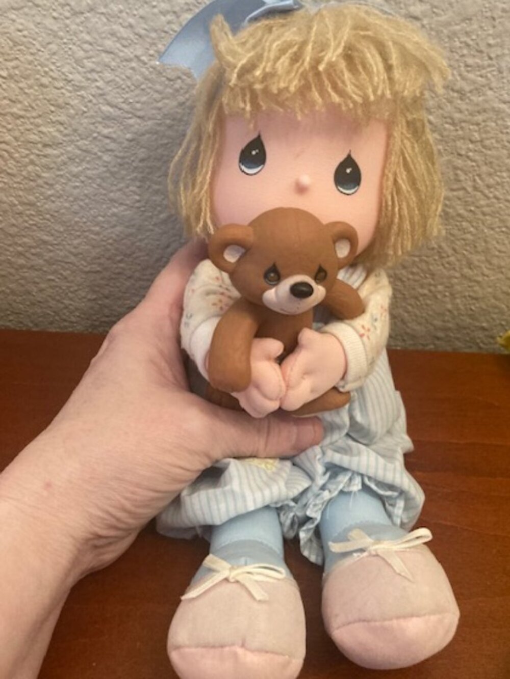 Vintage Precious Moments Doll by Applause with Teddy Bear ~ 11"